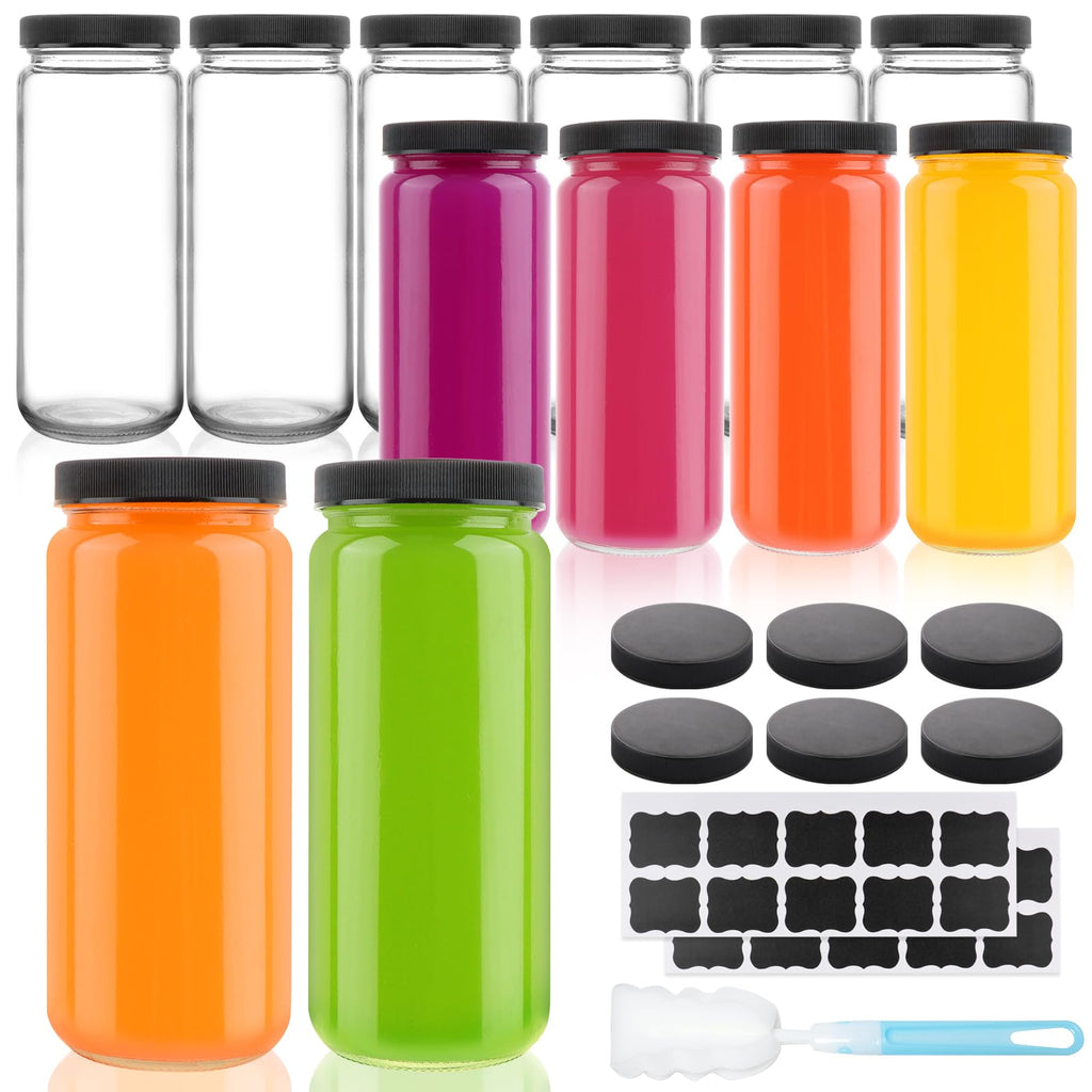 16oz Glass Juice Bottles, 12 Pack Z1516