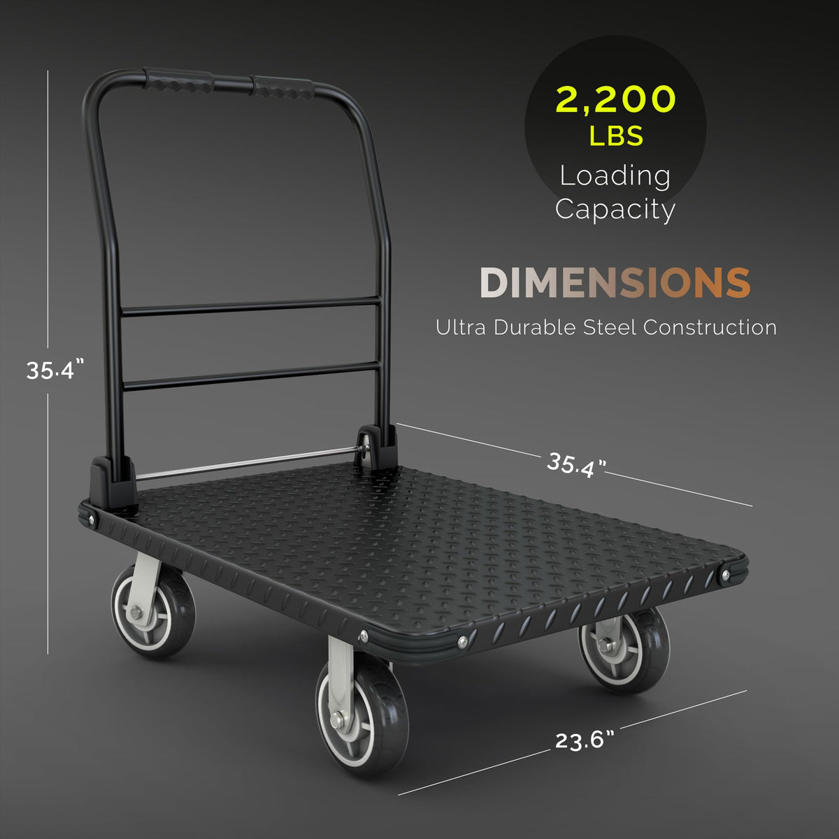 2200 lbs. Capacity Foldable Push Cart Dolly P43192