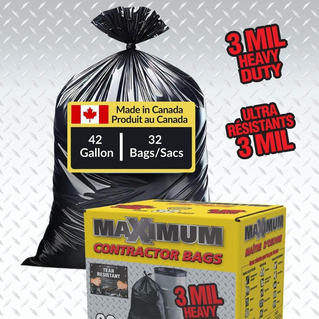 Heavy Duty 42-Gallon 3 Mil Black Garbage Bags 32 Counts P560524