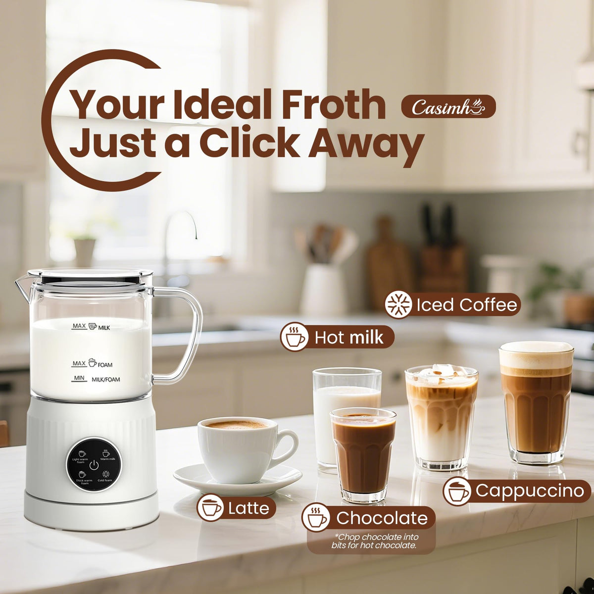 4-in-1 Electric Milk Frother and Steamer 13.52oz M689