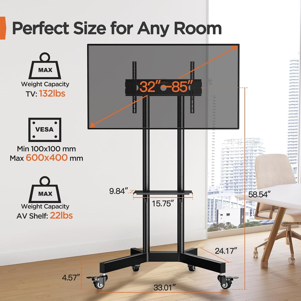 Rolling TV Stand for 32-85 Inch Screens W494