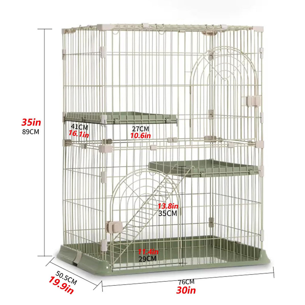 3/4-Tier Wire Cat Cage Playpen with Hammock and Platforms X4078