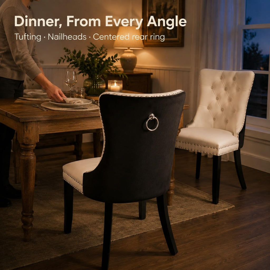 White Black PU Dining Chairs Set of 6 O4024