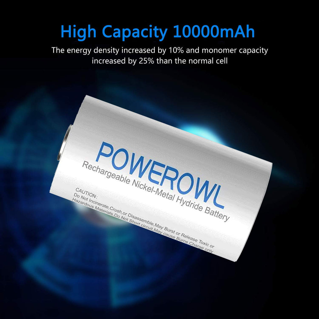 Rechargeable D Batteries 10000mah NiMH 4 Count R175637