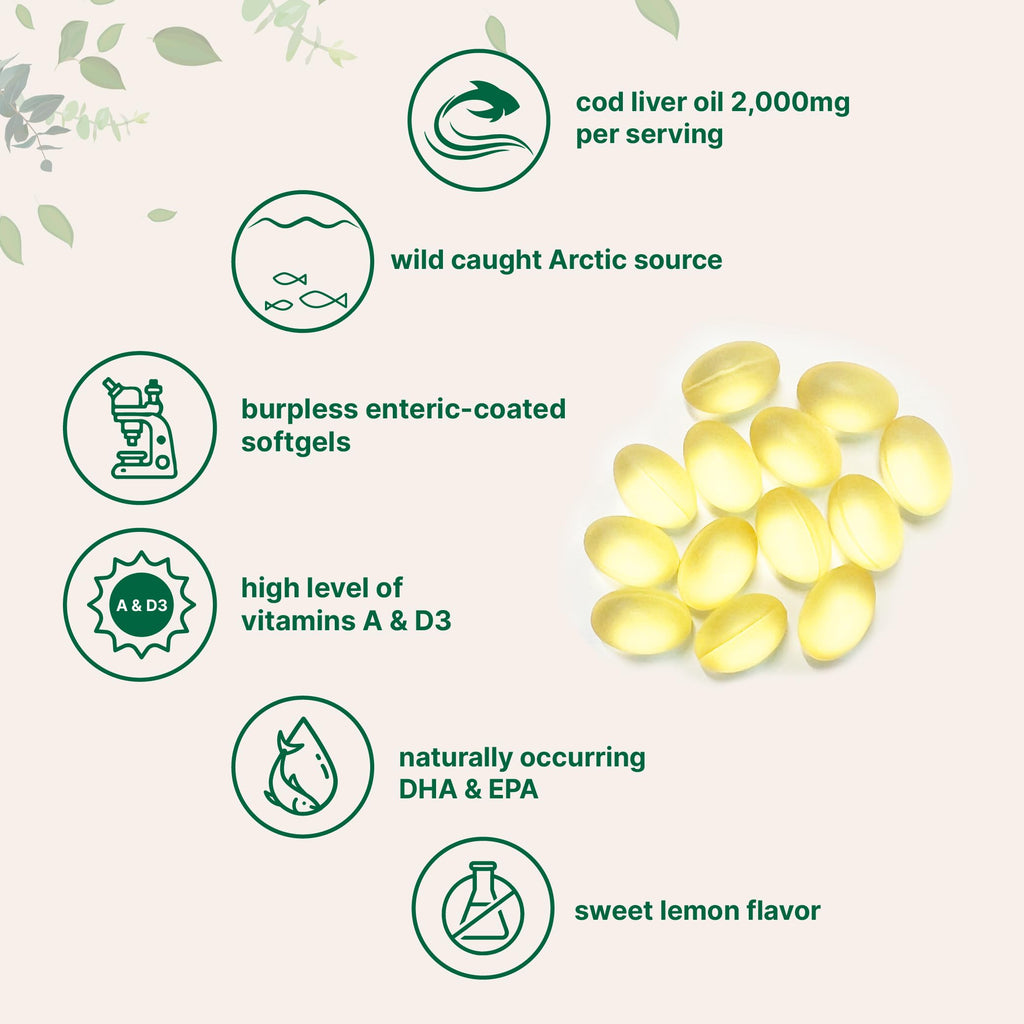 Omega 3 Fish Oil 4200mg & Cod Liver Oil 2000mg 360 Softgels Lemon Flavored S9640