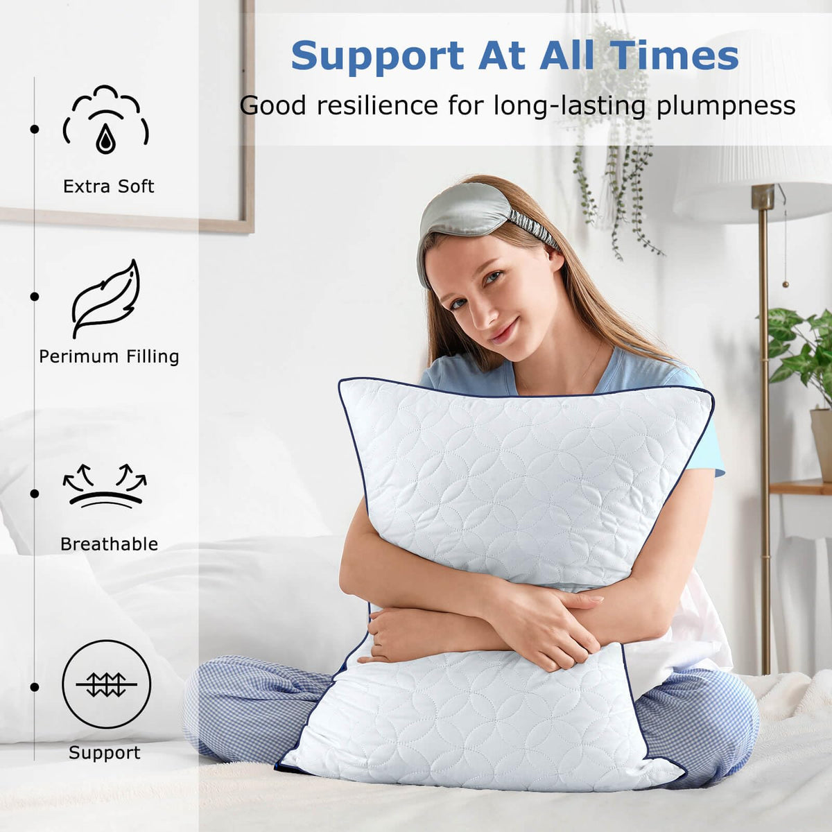 King Size Cooling Bed Pillows Set of 2 Down Alternative I2793