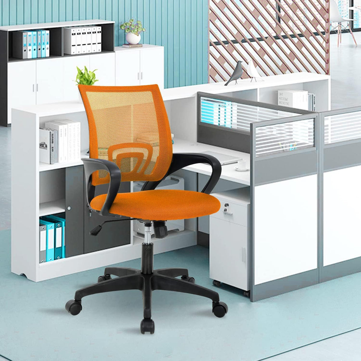 Ergonomic Orange Mesh Office Chair with Lumbar Support E914