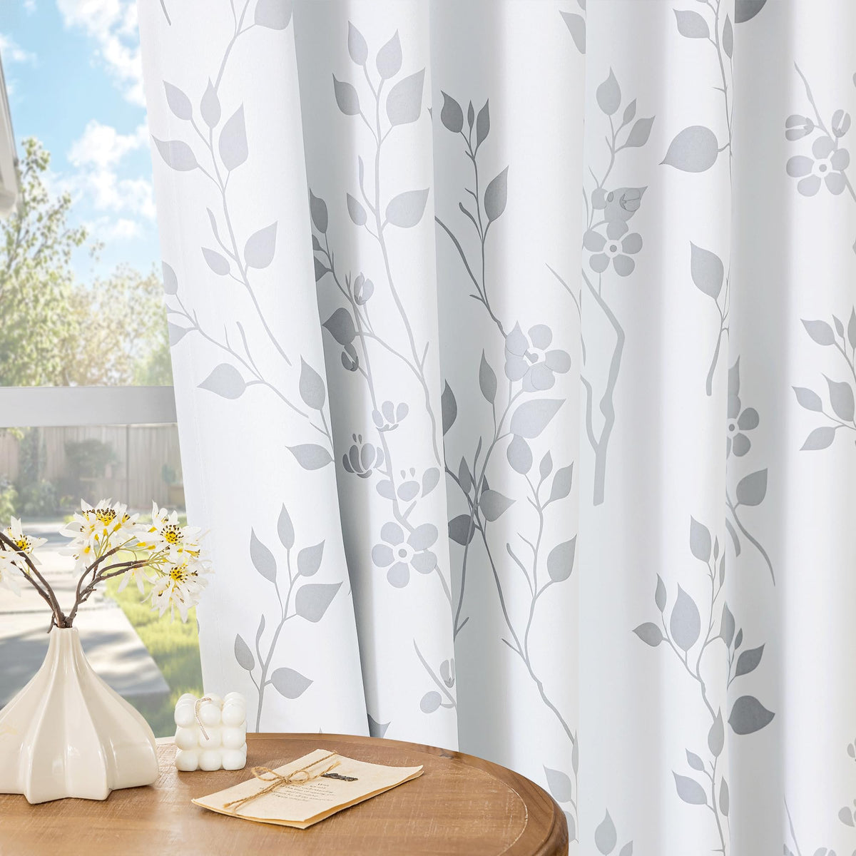Grey White 100x84 Blackout Curtains X713