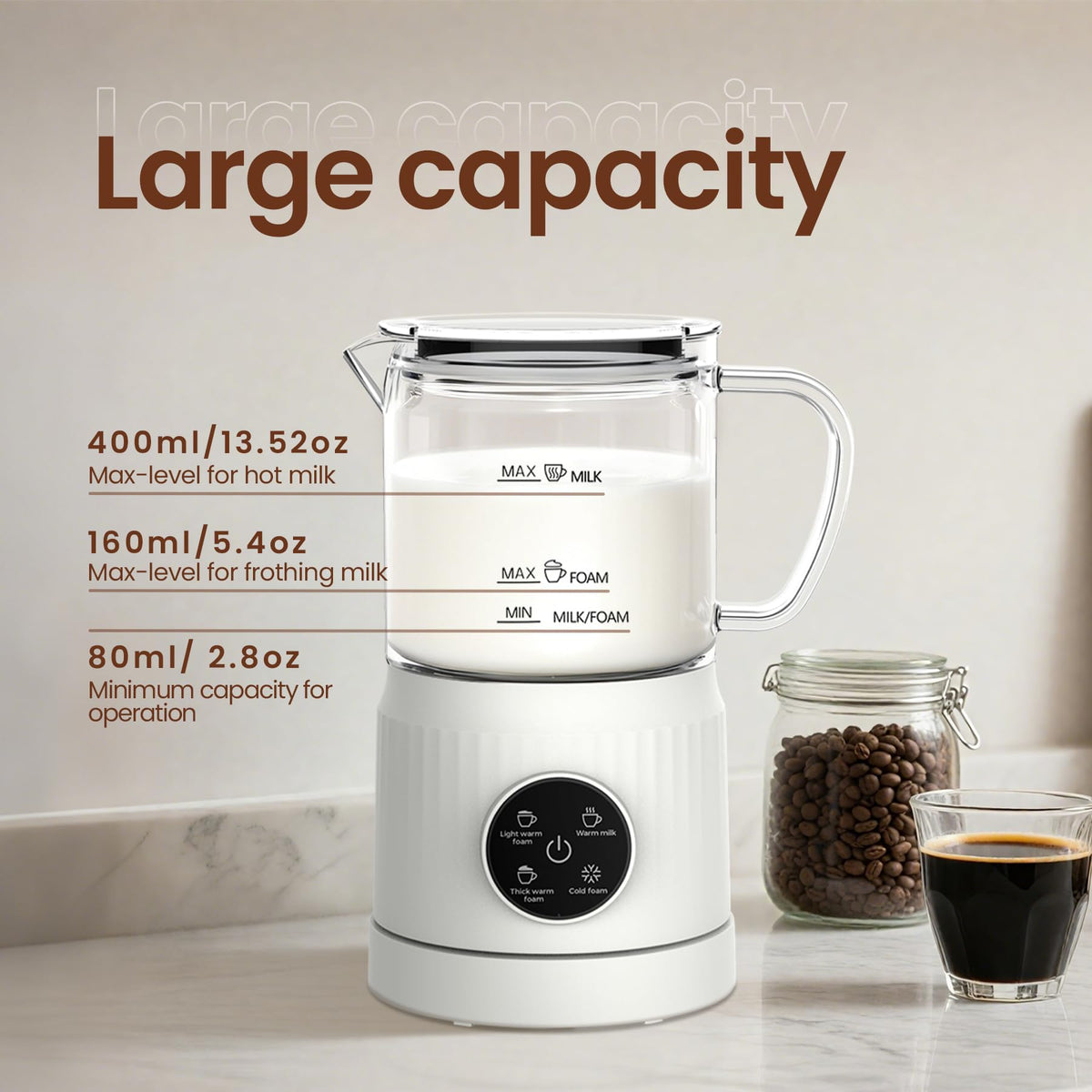 4-in-1 Electric Milk Frother and Steamer 13.52oz M689
