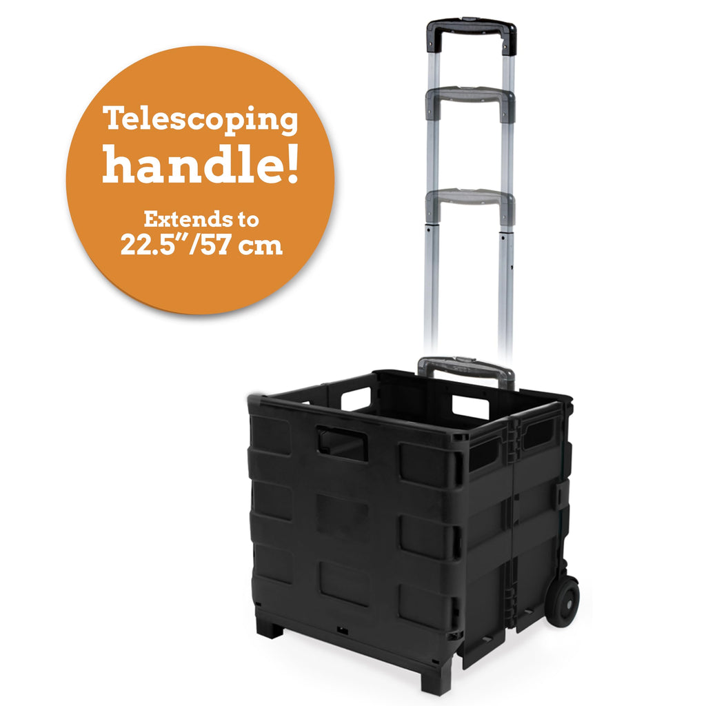 Collapsible 2 Wheel Utility Cart with Telescopic Handle, Black H106690