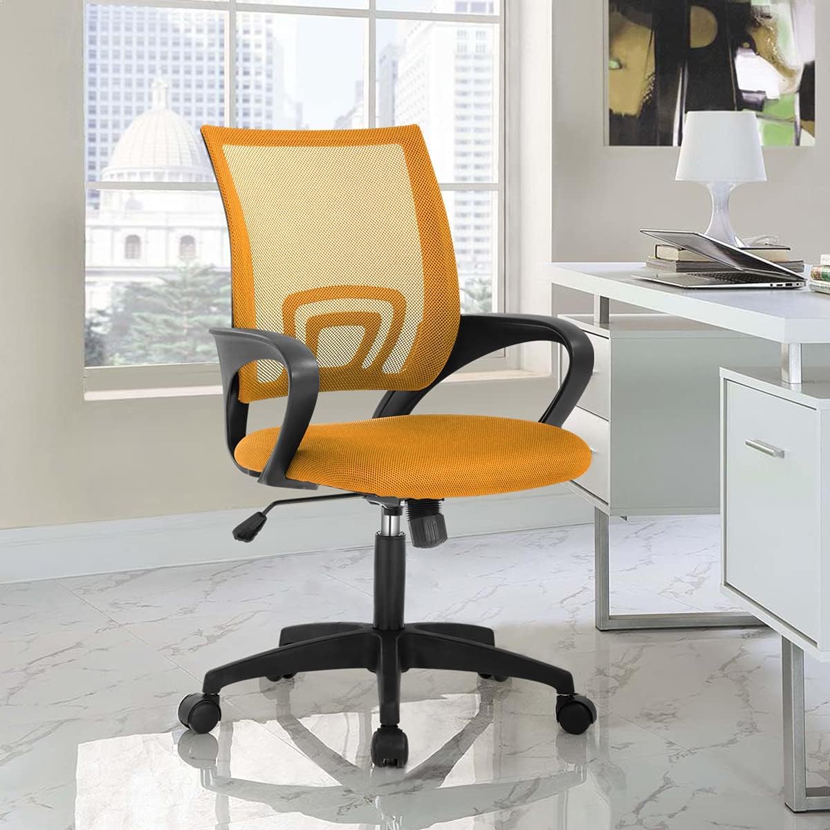 Ergonomic Orange Mesh Office Chair with Lumbar Support E914