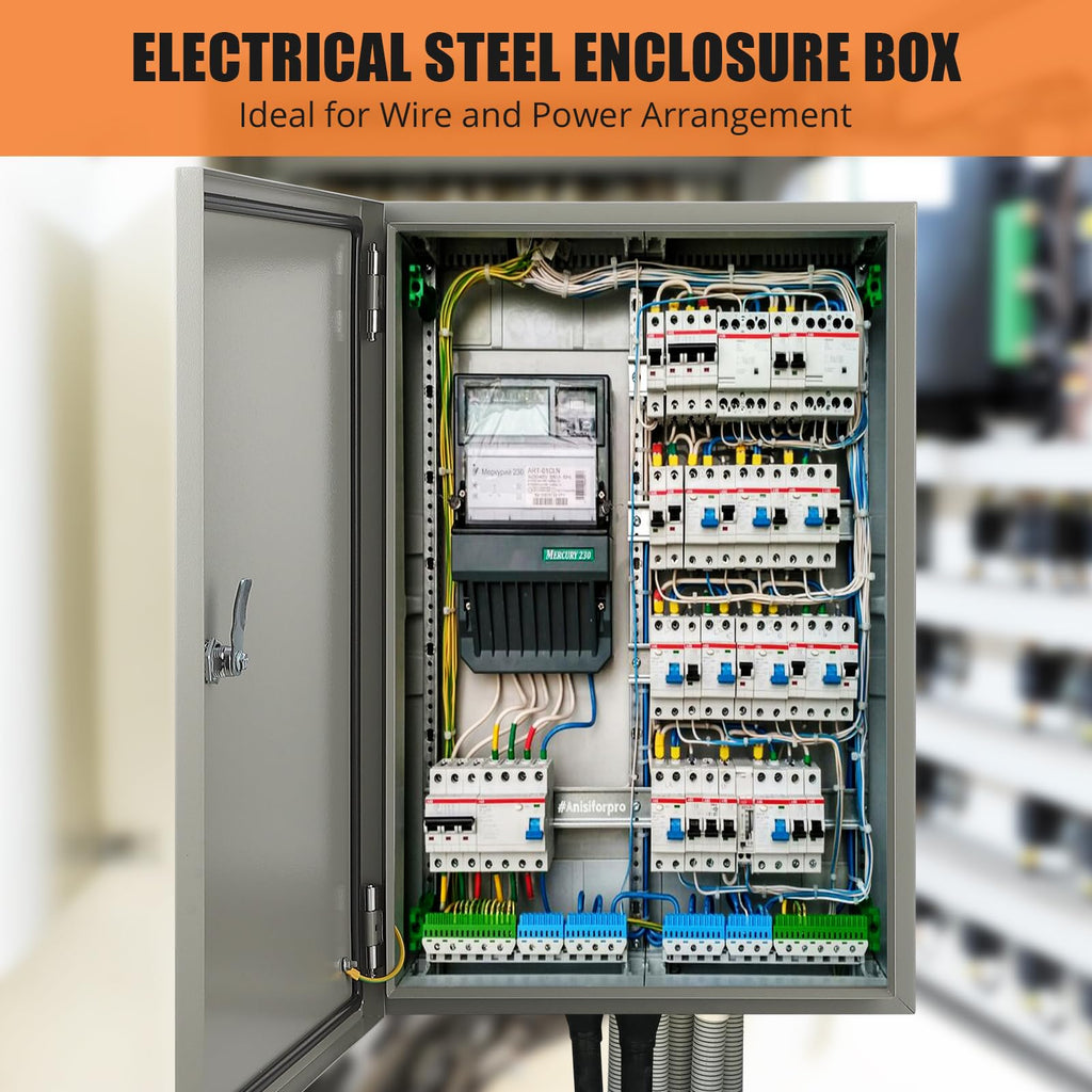 24" x 16" x 10" Waterproof Stainless Steel Electrical Enclosure Box with Lock S3518