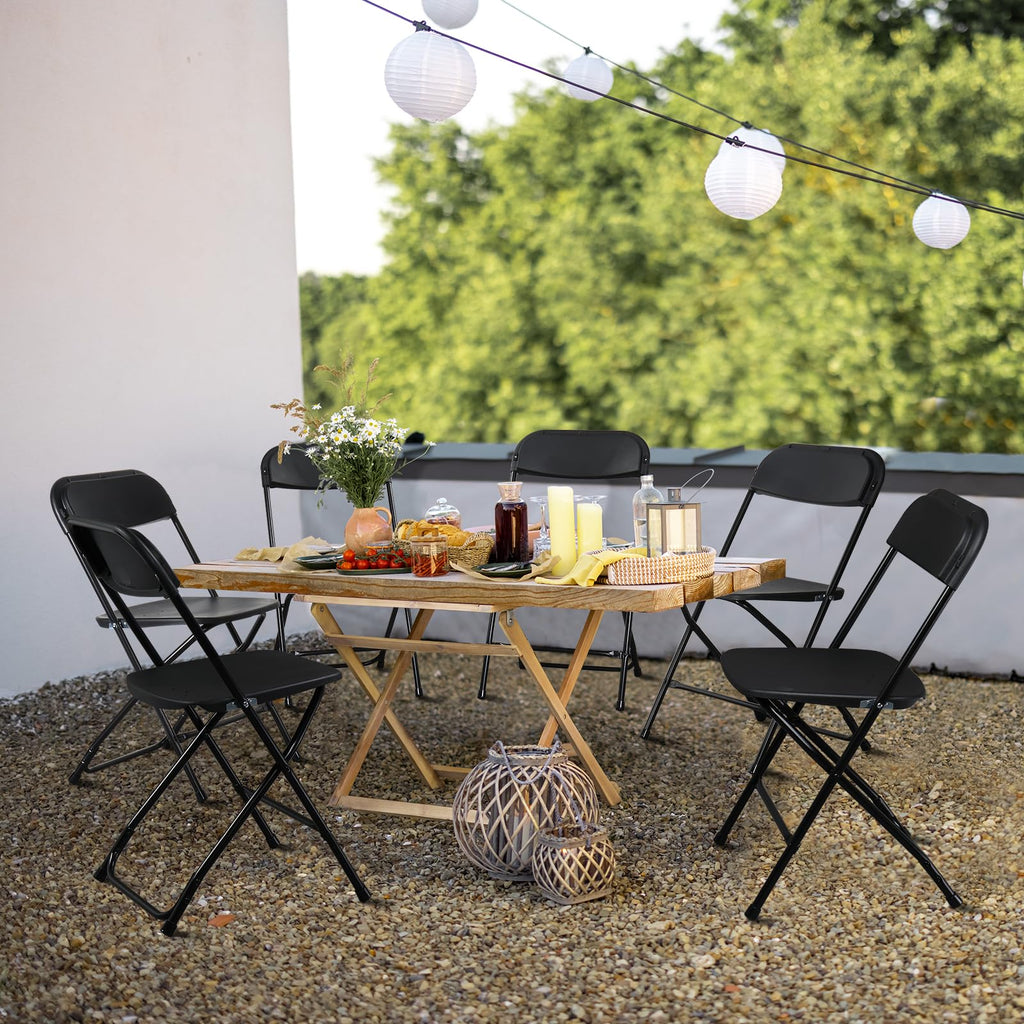 10 Pack Black Stackable Plastic Folding Chairs with Metal Legs H679605