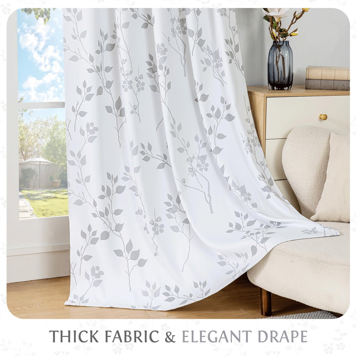 Grey White 100x84 Blackout Curtains X713