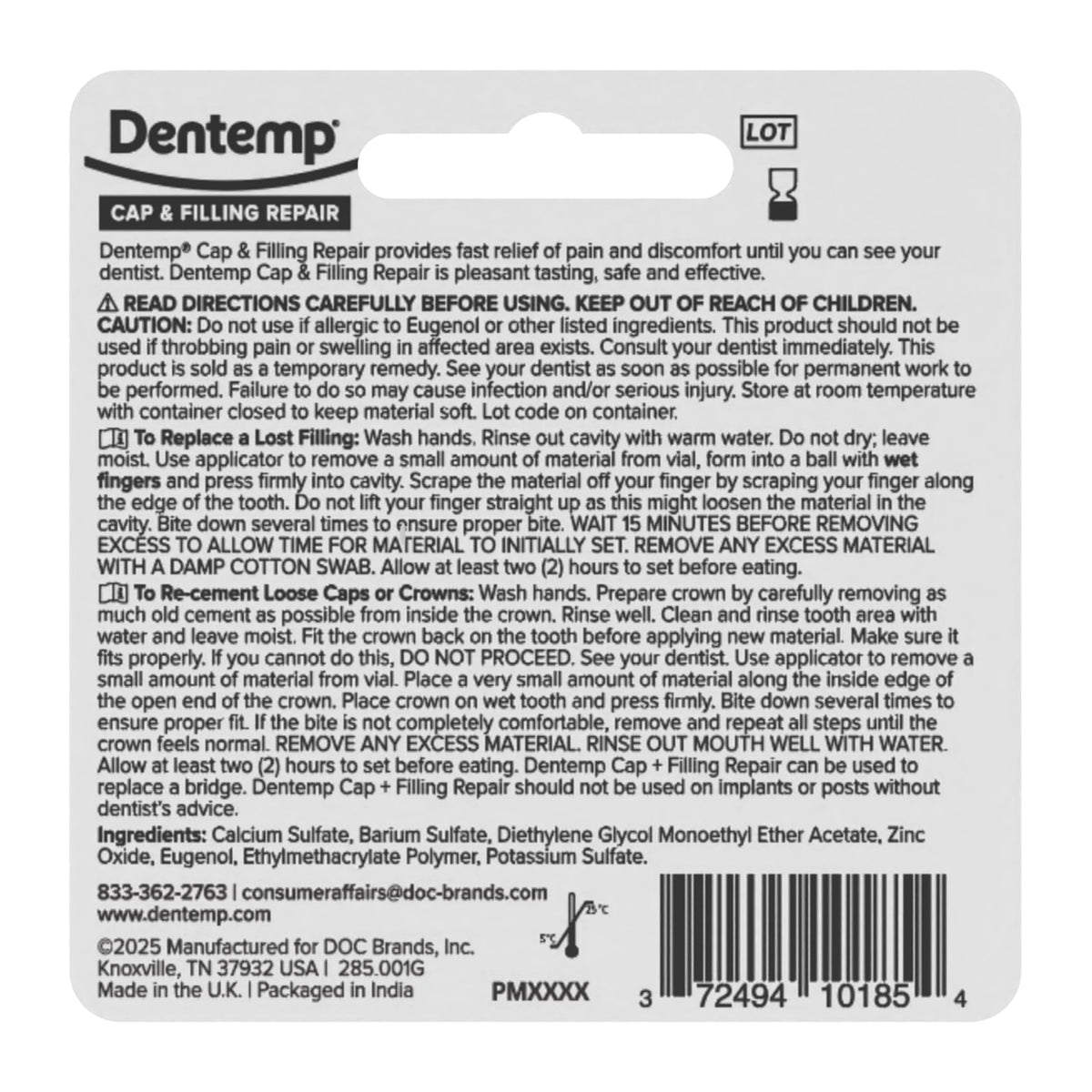 Loose Cap and Lost Filling Repair Dental Kit F175560