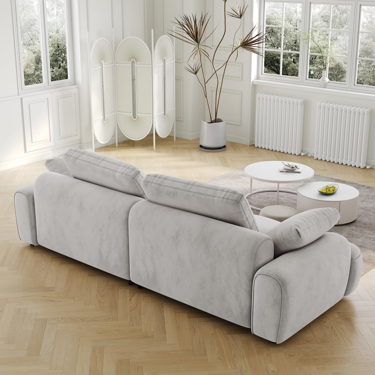 Light Gray Velvet Upholstered Sofa Bed V52122