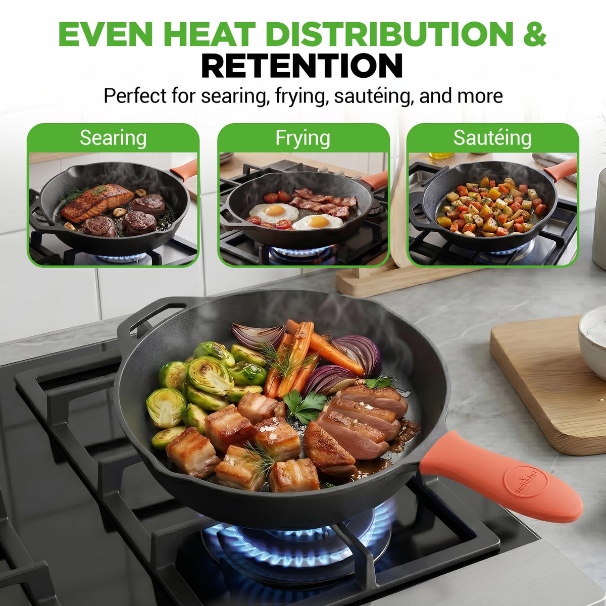 10 Inch Pre-Seasoned Cast Iron Skillet with Lid D2285