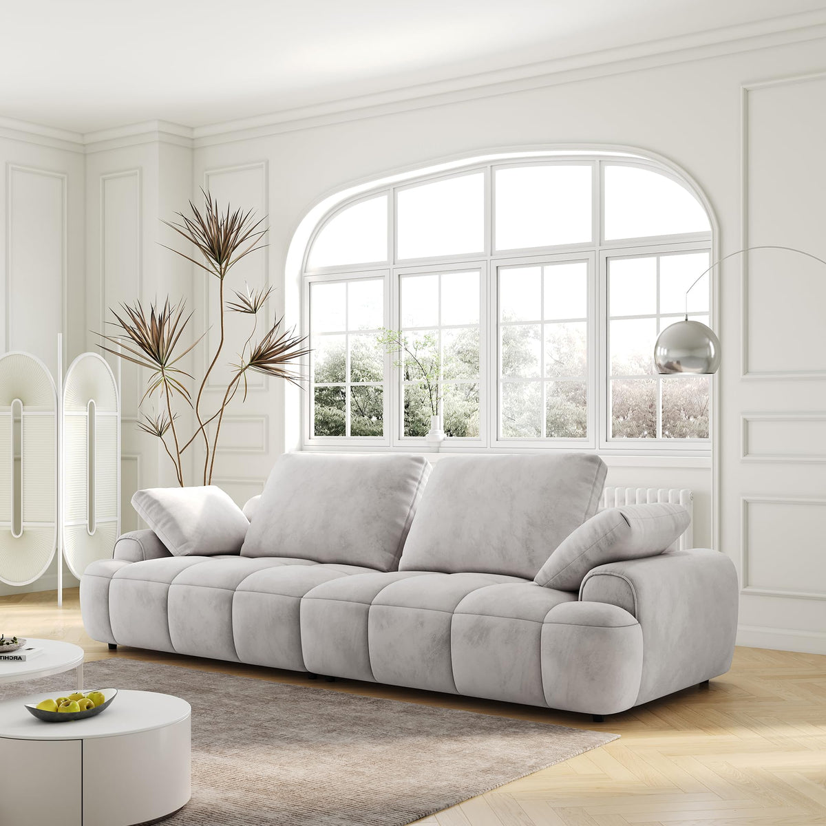 Light Gray Velvet Upholstered Sofa Bed V52122