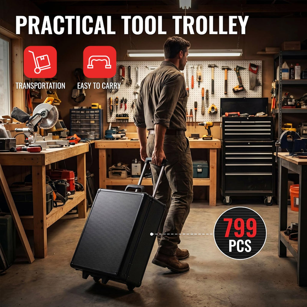 799-Piece Mechanic Tool Set with Rolling Tool Box C439