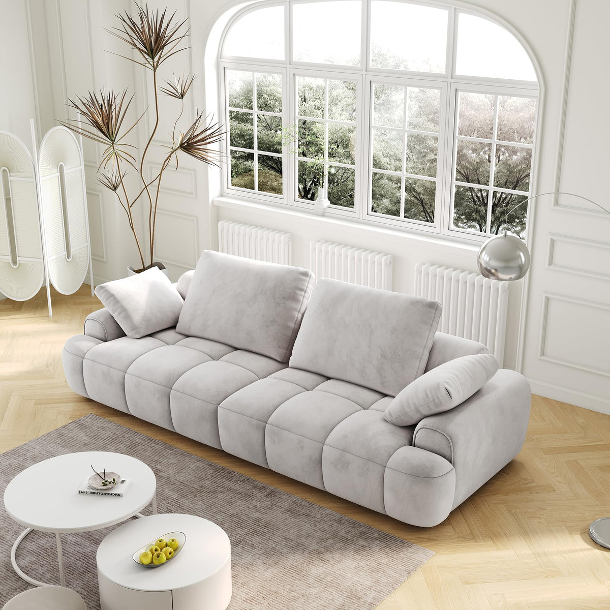 Light Gray Velvet Upholstered Sofa Bed V52122