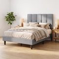Twin Upholstered Platform Bed Frame with Headboard, Grey U311