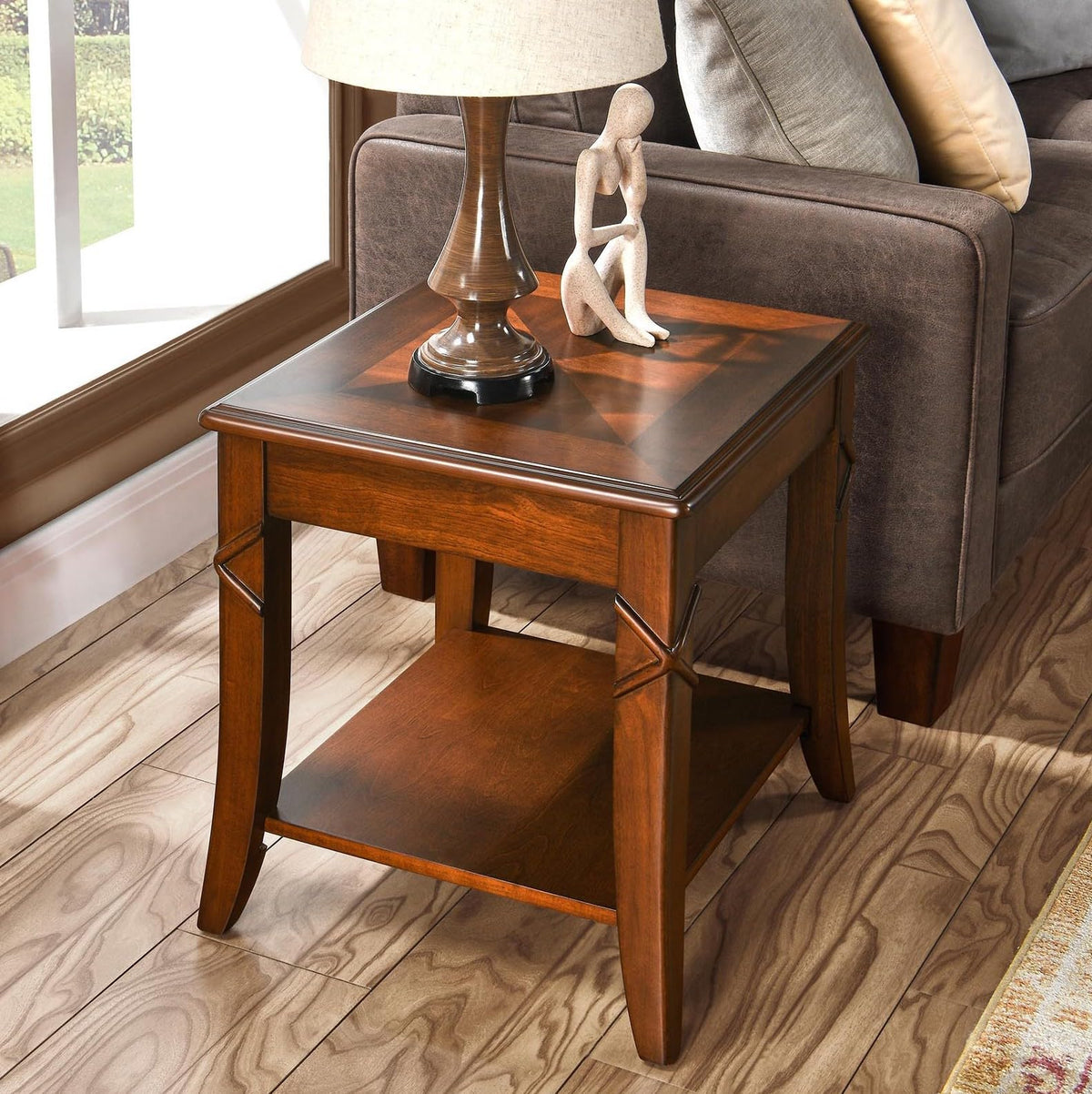 Solid Wood End Table with Storage Shelf B6524