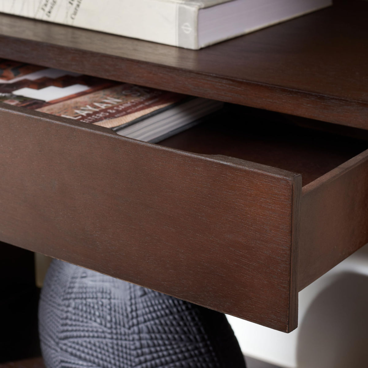 Dark Oak 2-Shelf 1-Drawer Console Table O80921