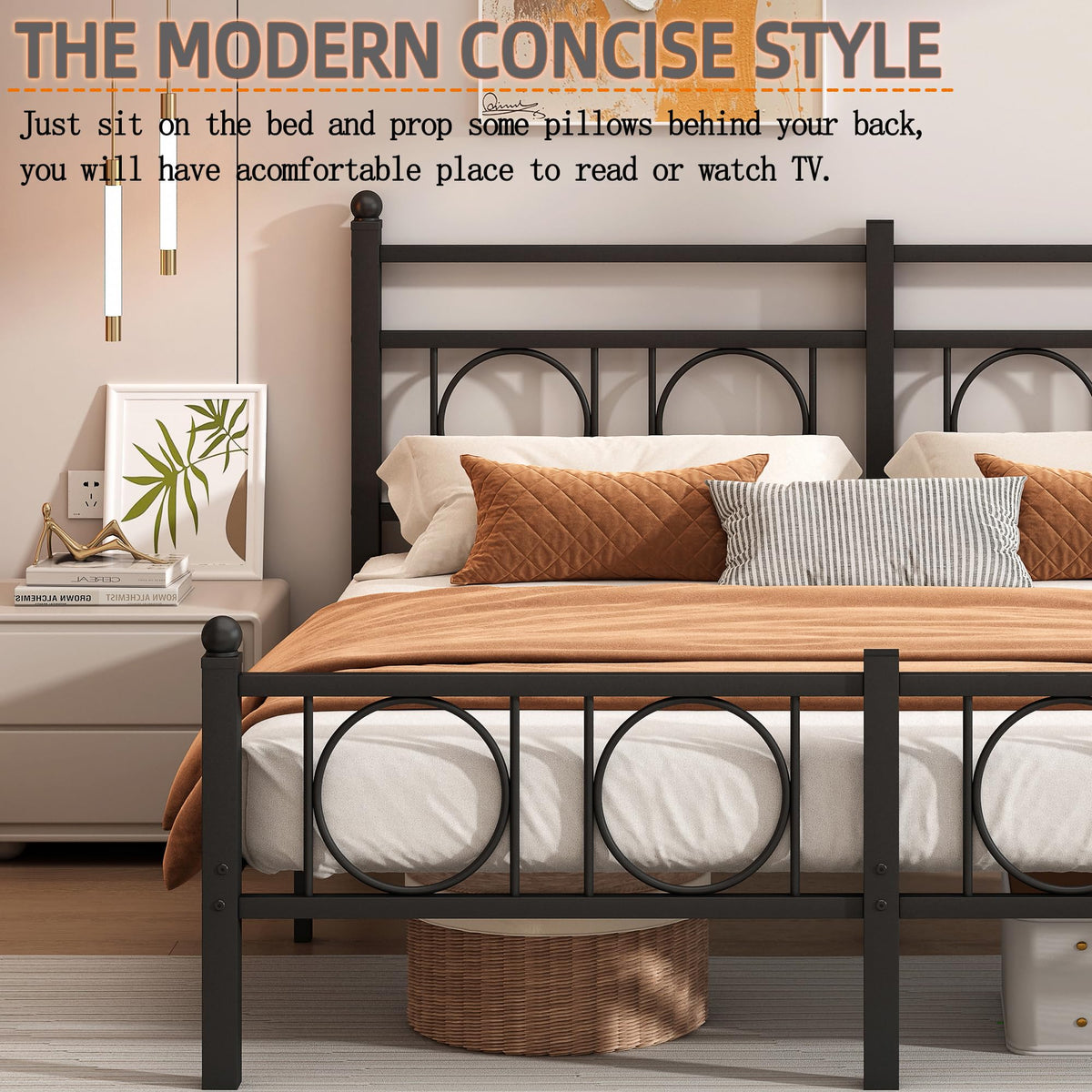 Black Full Bed Frame with Headboard H899