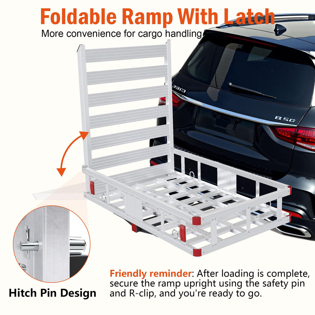 Aluminum Hitch Cargo Carrier with Ramp, 50" x 29.5" x 8.7", 500lbs Capacity K247250