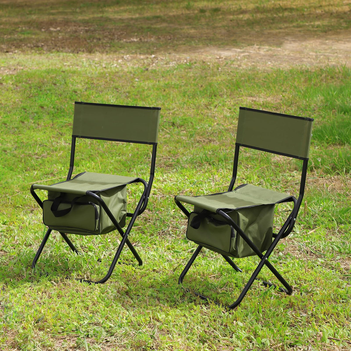 Folding Camping Chair with Storage Bag, 2 Pack, Green U2003