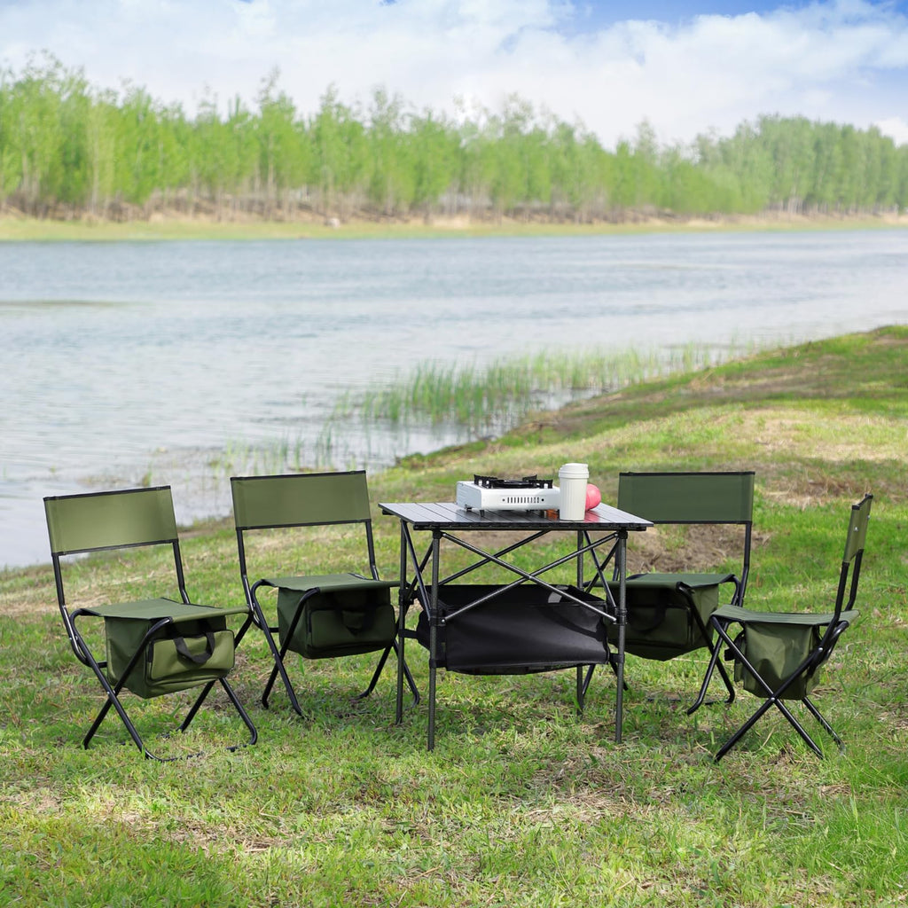 Folding Camping Chair with Storage Bag, 2 Pack, Green U2003