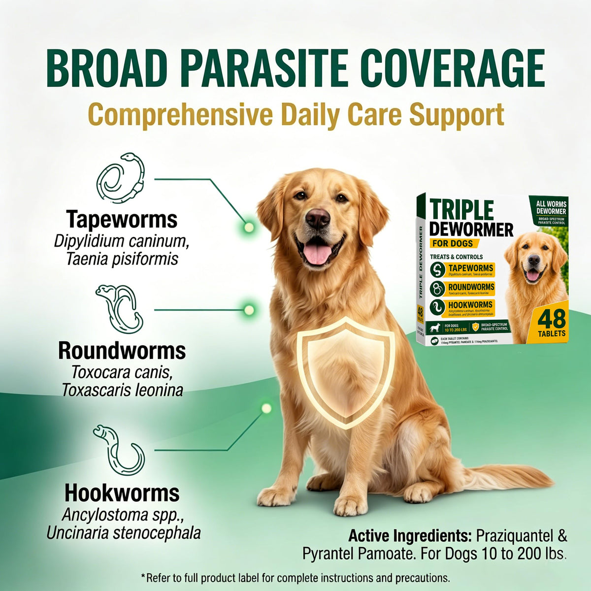 Pyrantel Pamoate and Praziquantel Dog Dewormer Tablet - 48 Tablets A6030