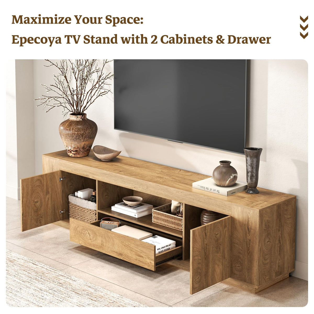 Natural Oak Brown TV Stands P61659