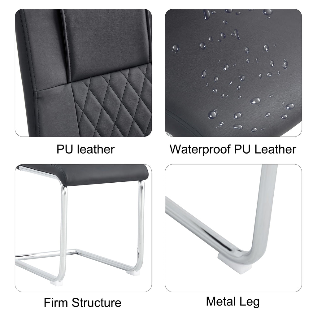Black Faux Leather Dining Chairs Set 6 R402