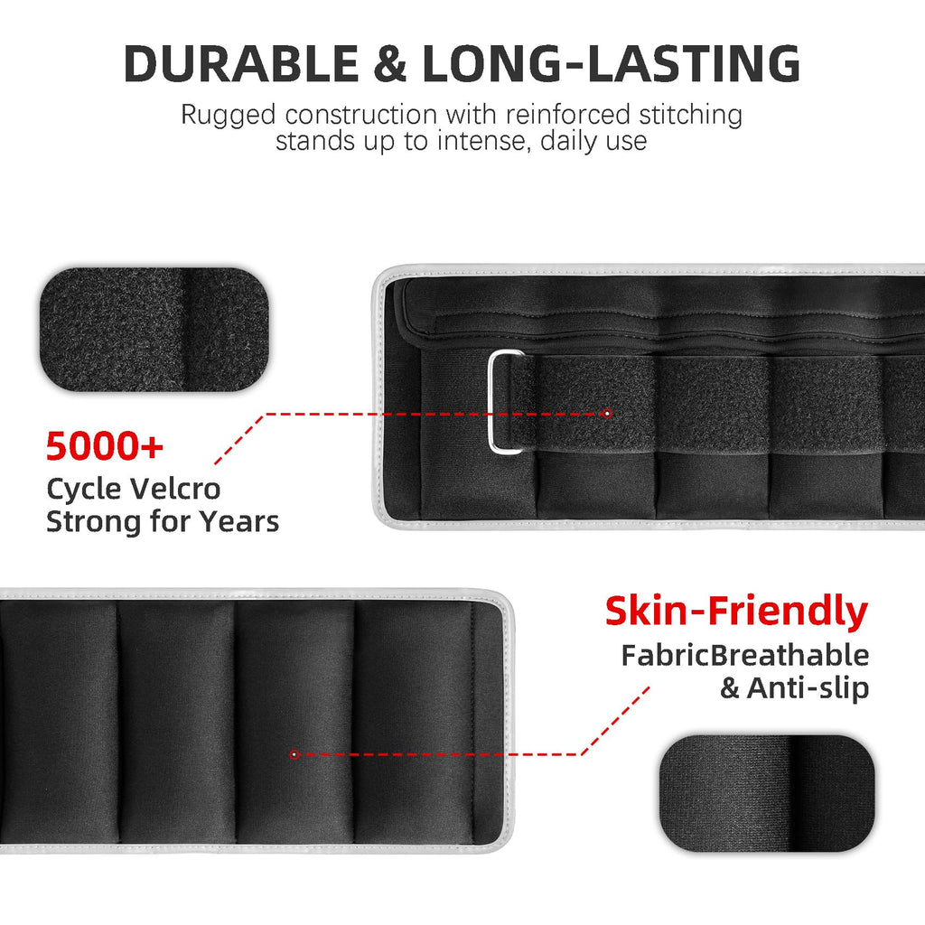 Adjustable Ankle Weights Set 1 Pair 2-10 lbs Q8427