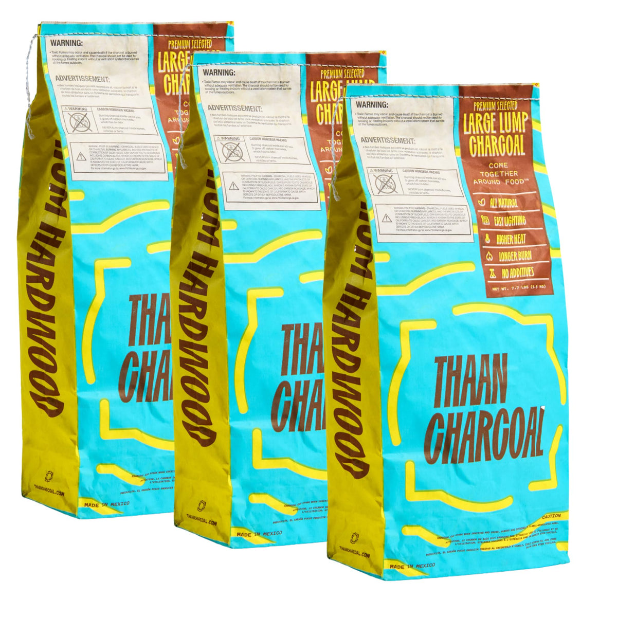 Large Lump Charcoal 3 Bag Bundle 7.7 lbs Each Natural Hardwood M40958