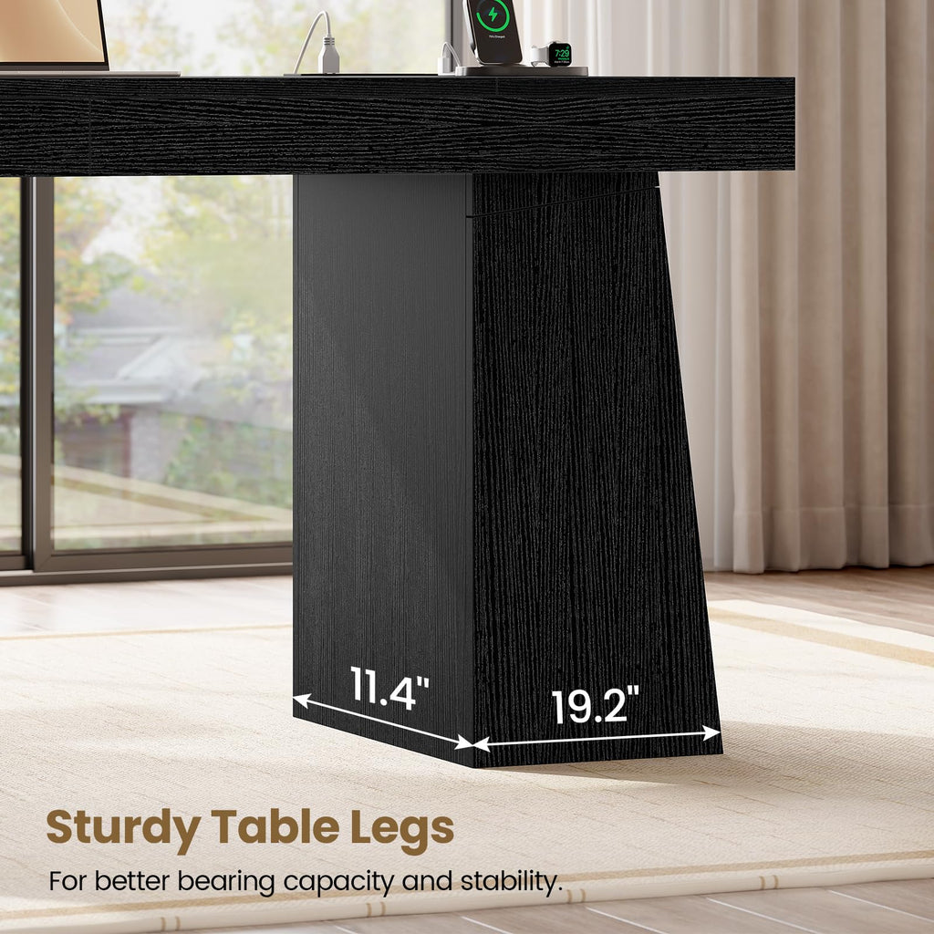 55.9" Black Wood Executive Desk with Storage N667312