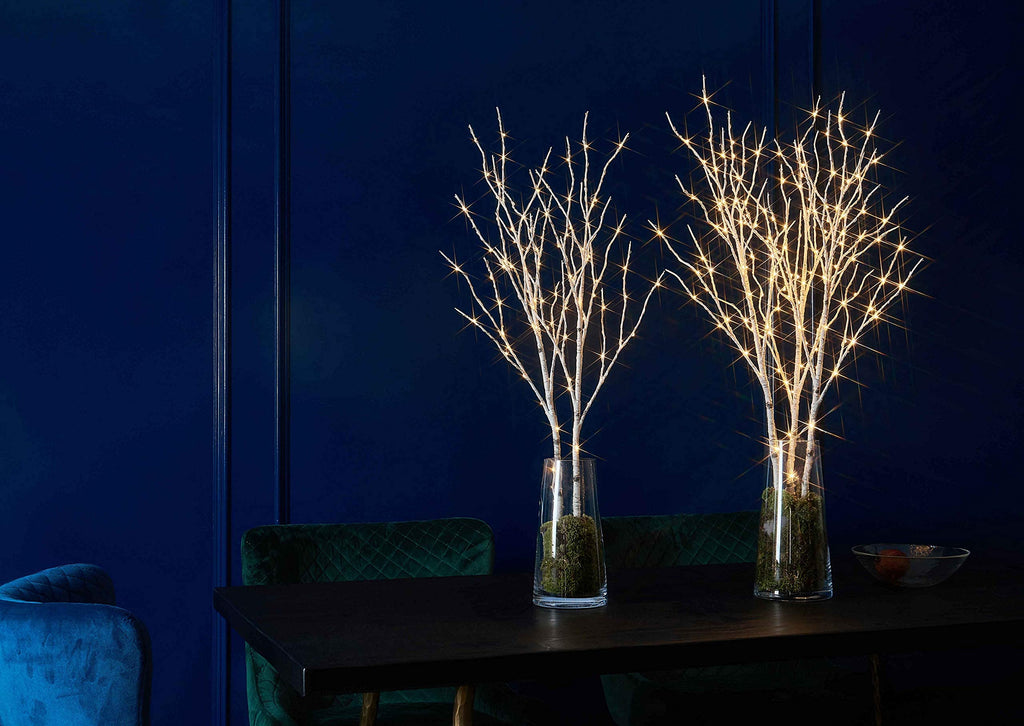 Lighted White Birch Twig Branches 30IN 150 LED with Timer and Dimmer D69622