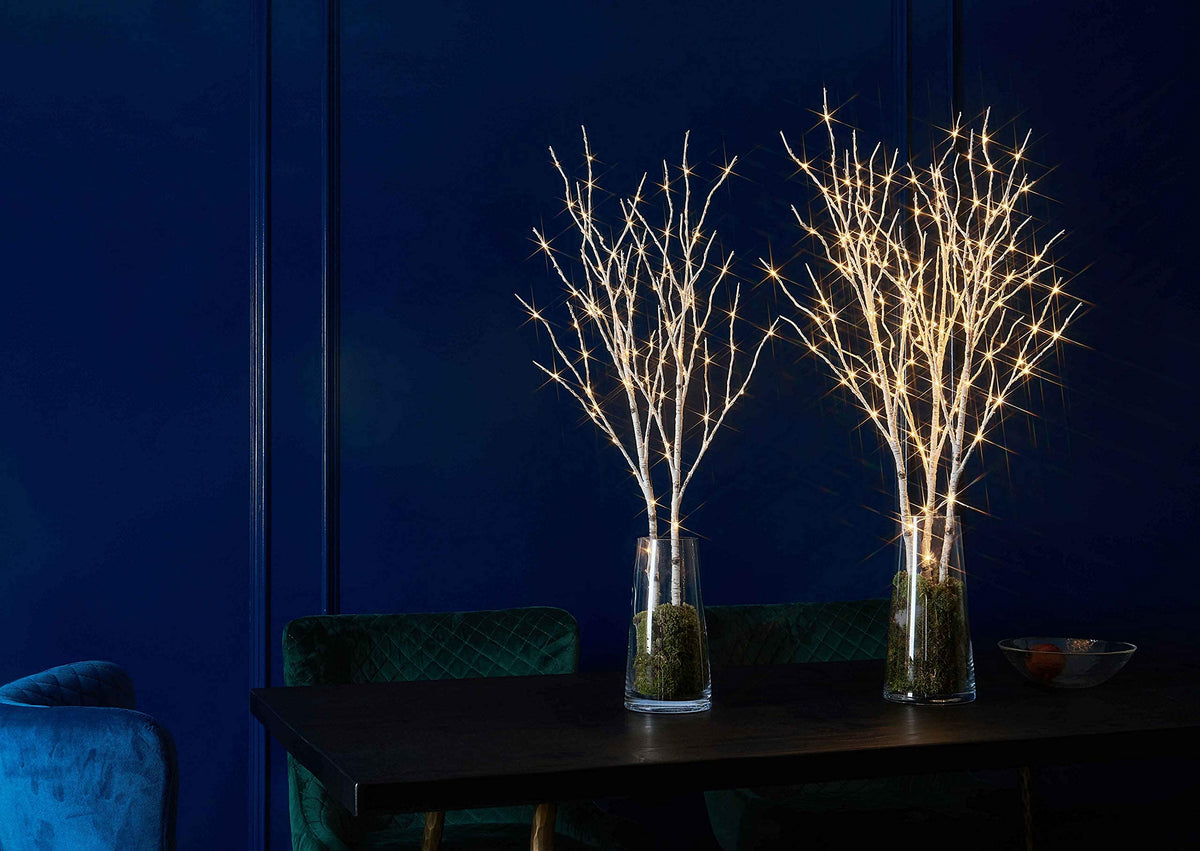 Lighted White Birch Twig Branches 30IN 150 LED with Timer and Dimmer D69622