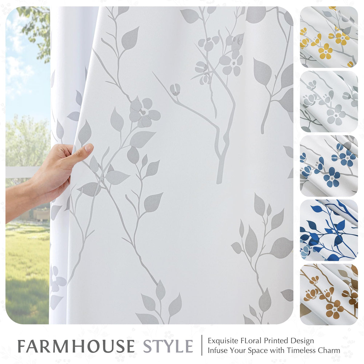 Grey White 100x84 Blackout Curtains X713