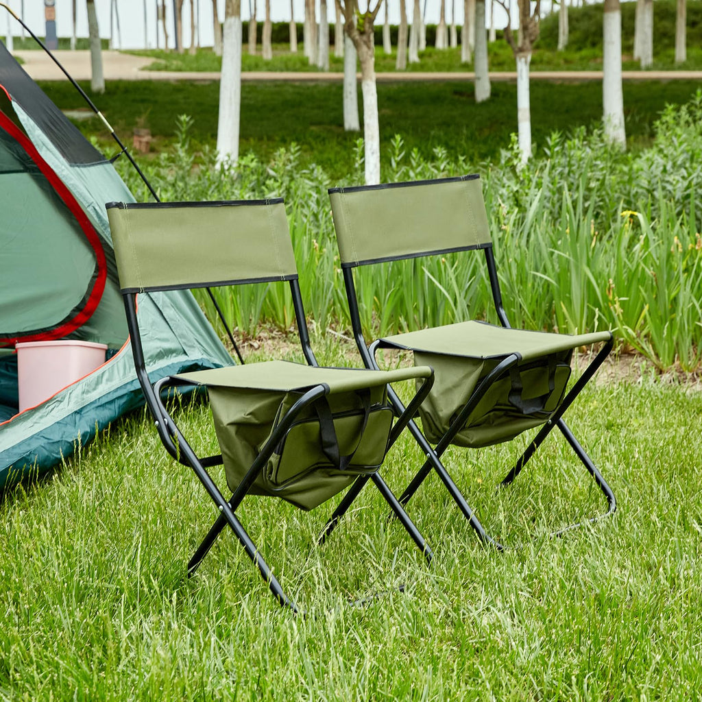 Folding Camping Chair with Storage Bag, 2 Pack, Green U2003
