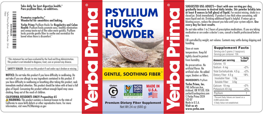 24 oz Unflavored Psyllium Husk Powder Fiber Supplement K19494