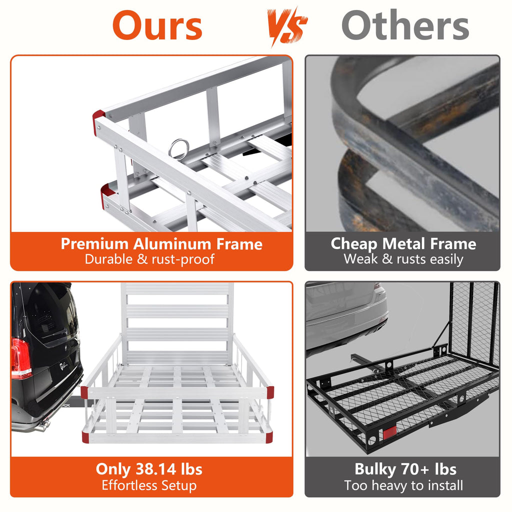 Aluminum Hitch Cargo Carrier with Ramp, 50" x 29.5" x 8.7", 500lbs Capacity K247250