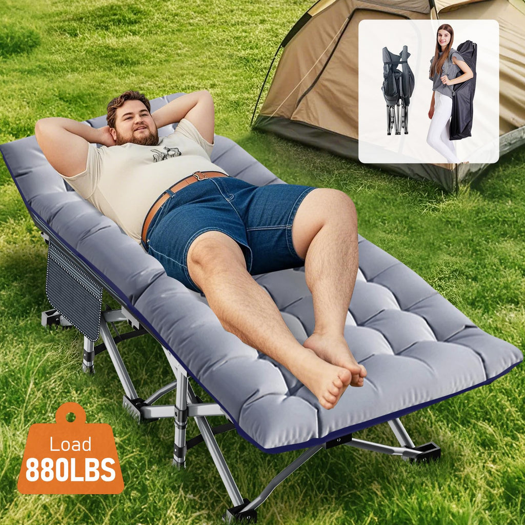 Folding Camping Cot with Mat & Carry Bag J7499