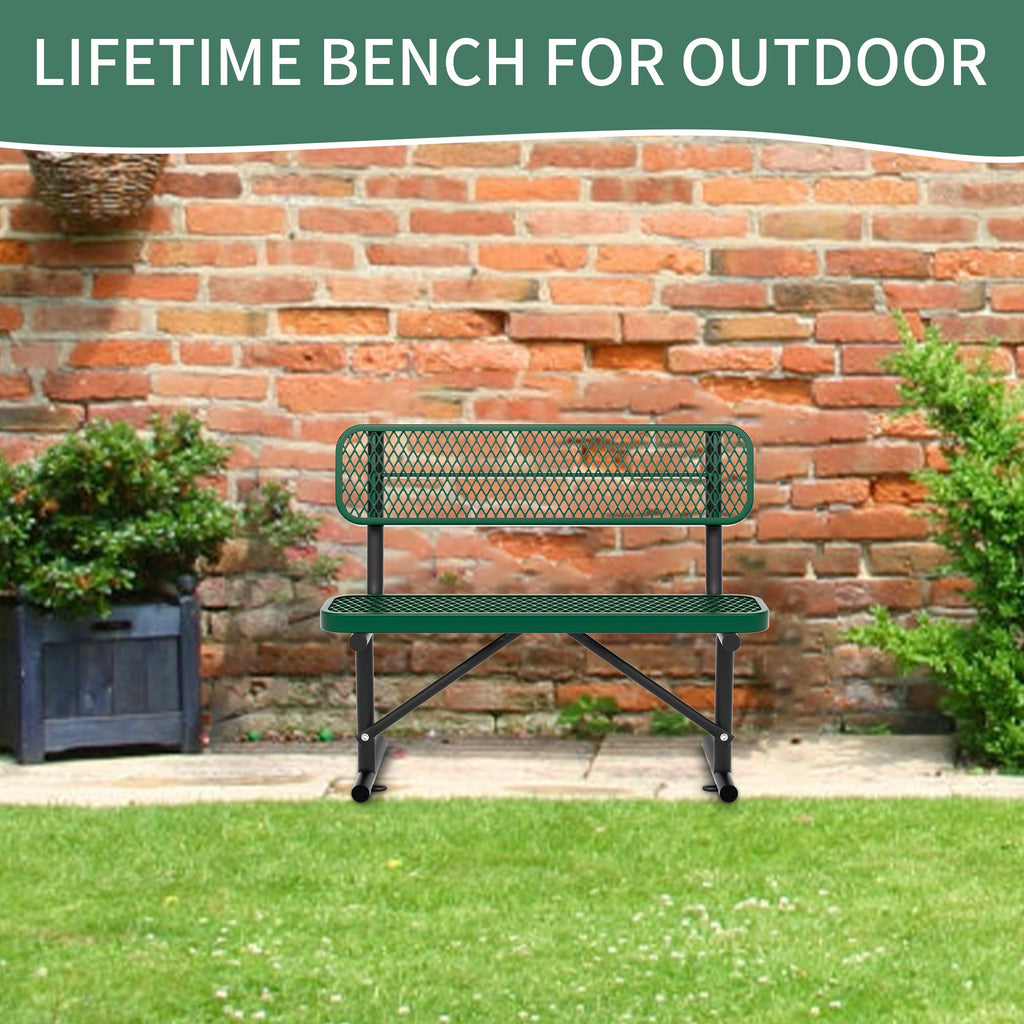 4FT Heavy Duty Metal Outdoor Bench with Backrest T9824