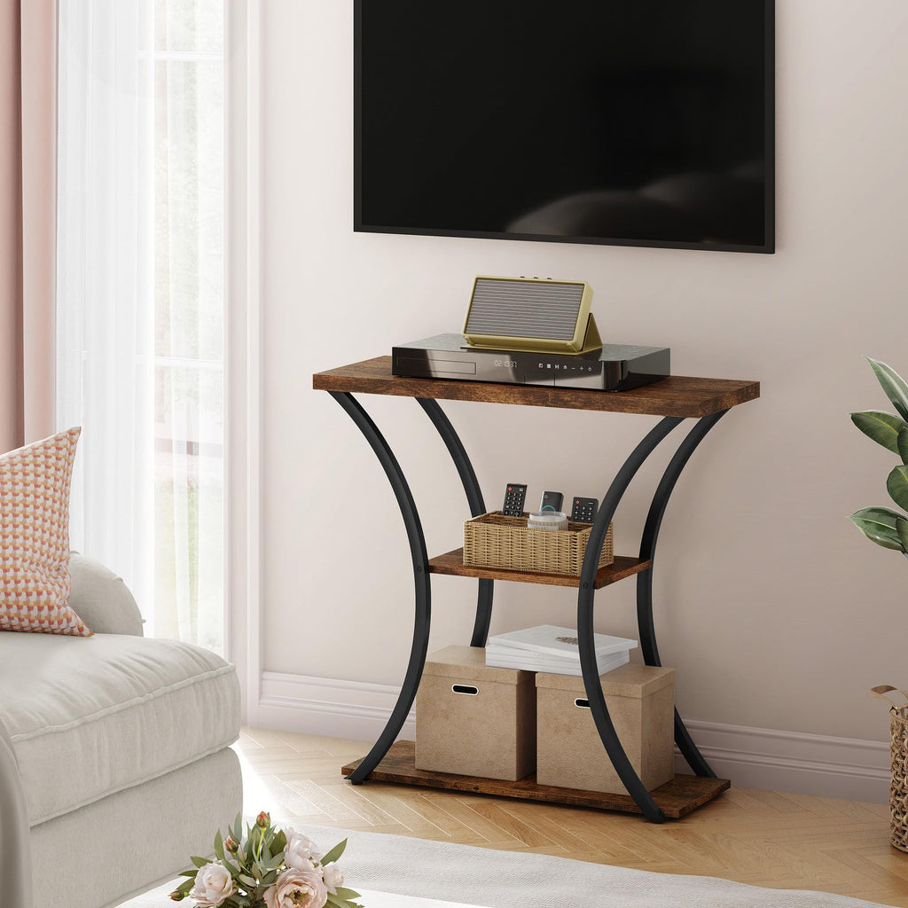3 Tier Console Table with Open Wood Shelves X49444