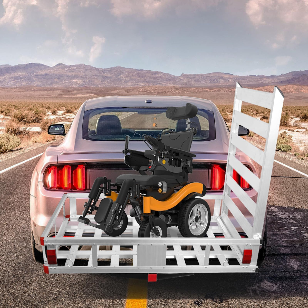 50" x 30" Aluminum Trailer Hitch Cargo Carrier with 41.5" Ramp X386407