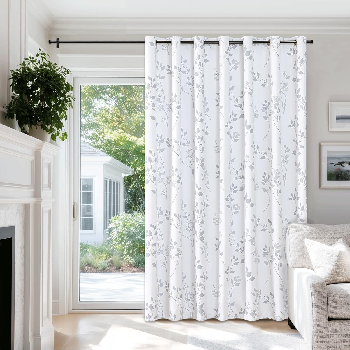 Grey White 100x84 Blackout Curtains X713