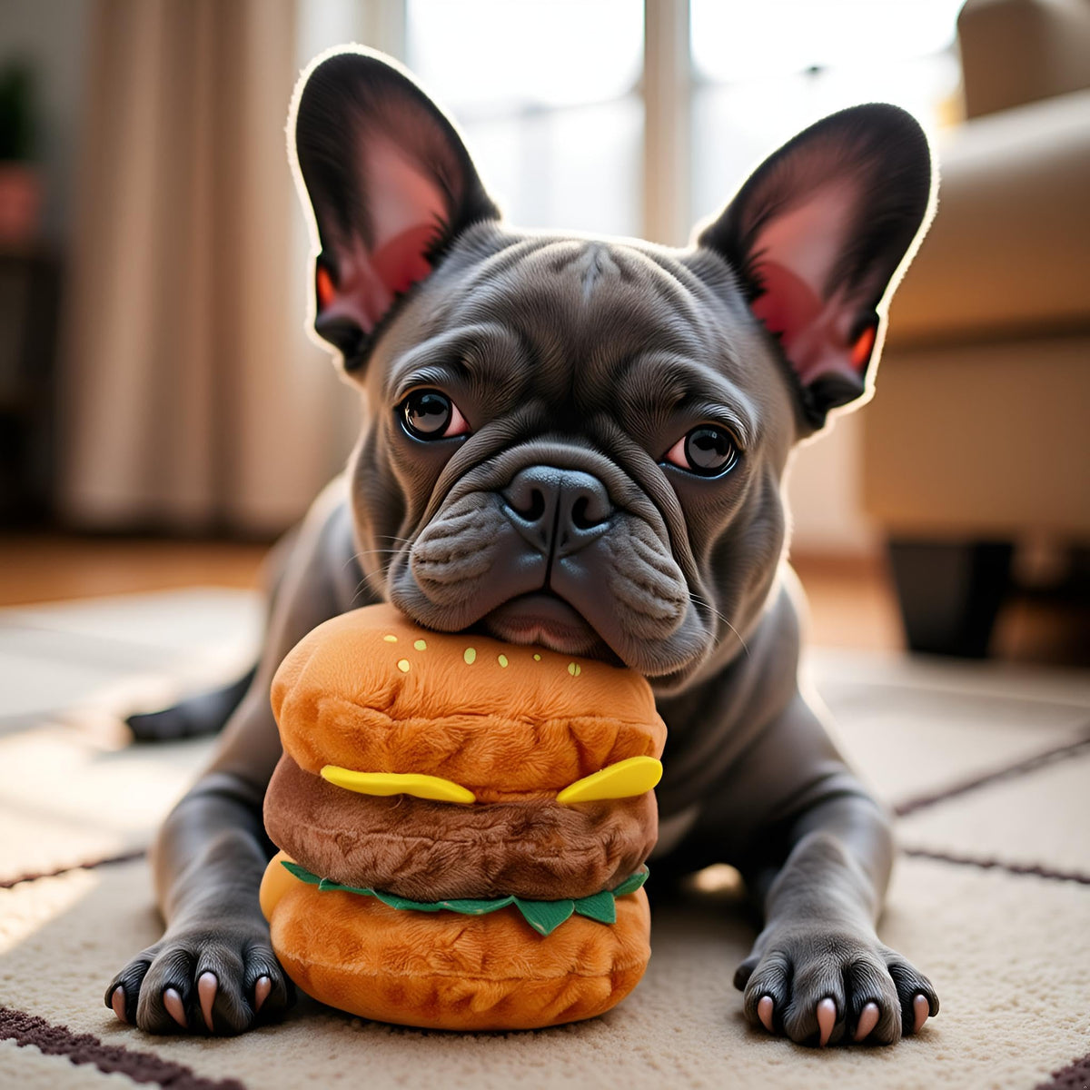 Hamburger Shape Dog Plush Squeaky Toy G883