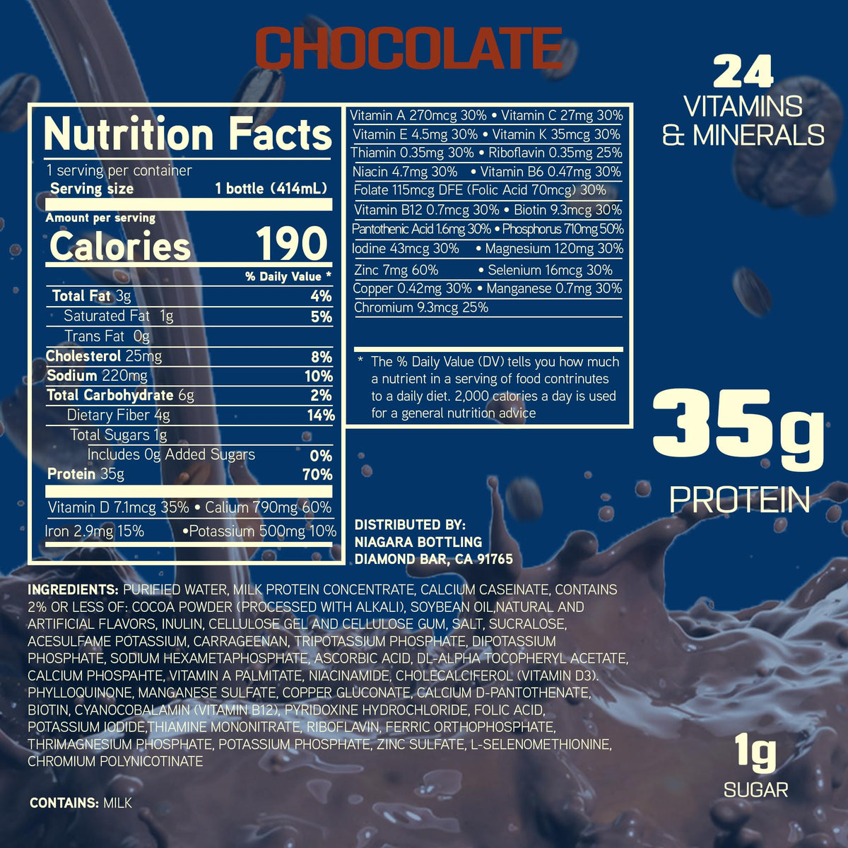 35g Protein Shake, 14 fl oz, 12 pack, Chocolate L211606